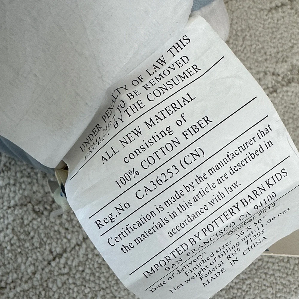 NWT Pottery Barn Baby Quilted Blanket in Light Blue, White & Grey - Picture 7 of 7